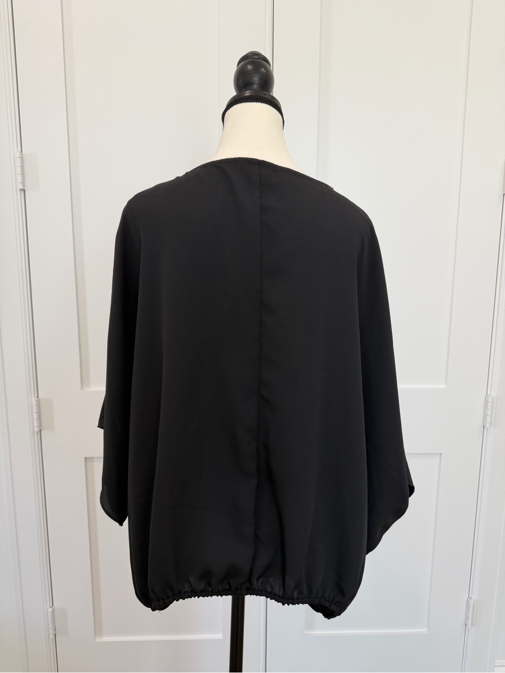 Vince Camuto Black Crepe de Chine Bubble Dolman Sleeve Top XL - Picture 7 of 11